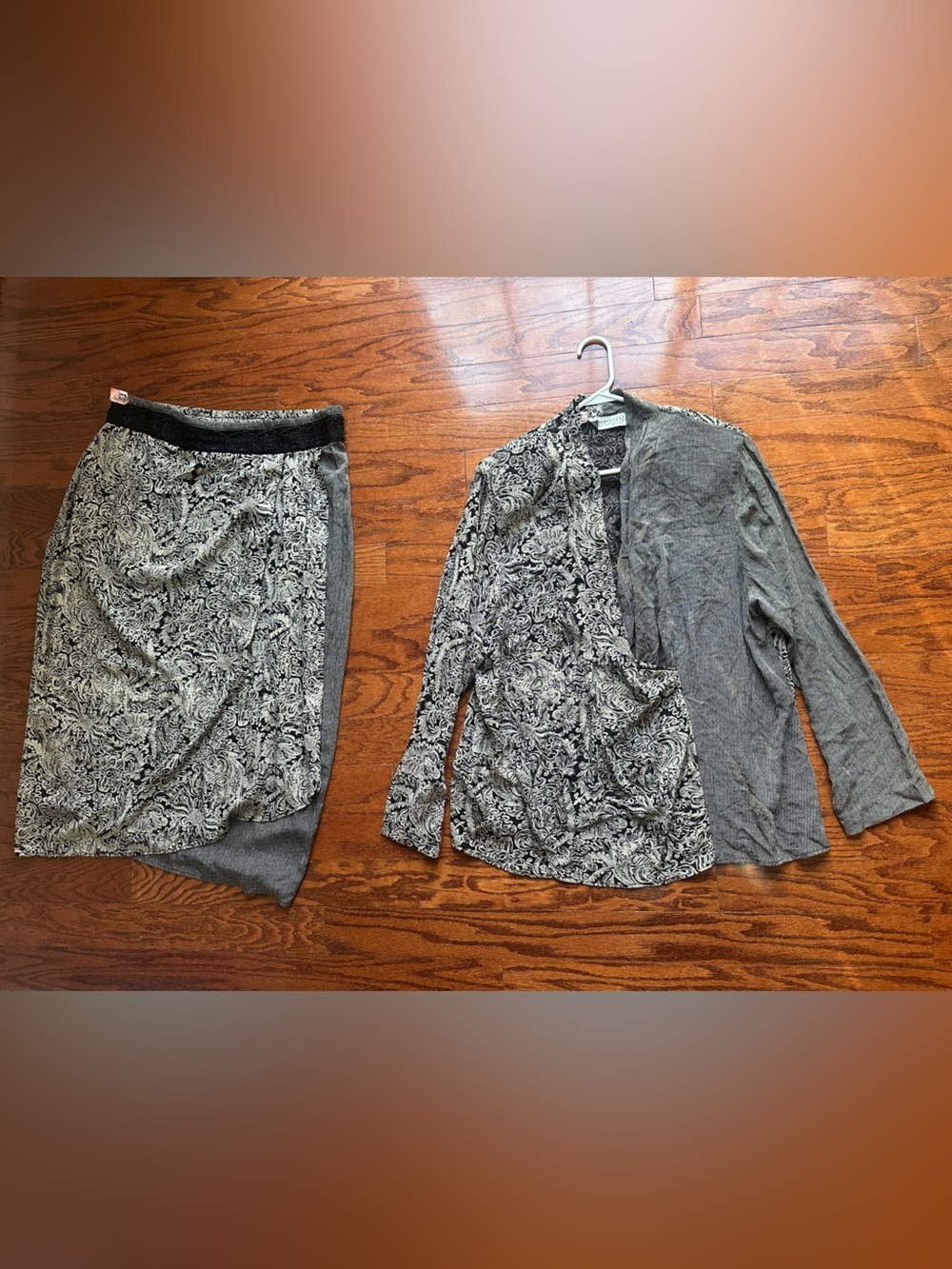 Componix Gray Printed Wrap Set Skirt for Women Size 18